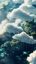 Fragmented Data Points Forming Unique Cloud Structures in a Surreal Digital Landscape