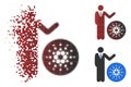 Fragmented Dot Halftone Businessman Show Cardano Icon