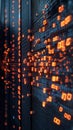 fragmented firewall collapsing under surge of neon matrix like data flow
