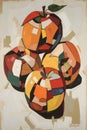 Abstract Cubist Still Life Painting of Four Apples Royalty Free Stock Photo
