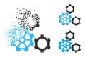 Fragmented and Halftone Pixelated Gears Icon