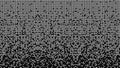 Fragmented matrix white blocks falling down on black background. Royalty Free Stock Photo