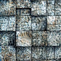 Fragmented Blue-Orange Mosaic: Abstract Cellular Pattern Composition, generative ai Royalty Free Stock Photo