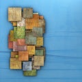 Fragmented multiple color square tile grunge pattern backdrop