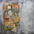 Fragmented multiple color square tile grunge pattern backdrop
