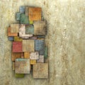 Fragmented multiple color square tile grunge pattern backdrop