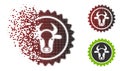 Fragmented Pixel Halftone Beef Certificate Seal Icon