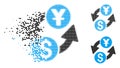 Fragmented Pixelated Halftone Dollar Yuan Exchange Icon