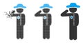 Fragmented Pixelated Halftone Gentleman Officer Icon