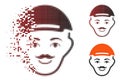 Fragmented Pixelated Halftone Hipster Head Icon