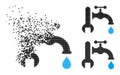 Broken and Halftone Pixelated Plumbing Icon