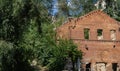 Fragments of ancient brick walls of abandoned Paramonovsky warehouses on embankment of Rostov-on-Don