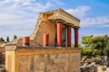 Fragments of the colonnade of the Palace of Knossos on the island of Crete