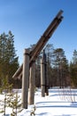 Fragments of the destroyed power lines