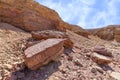 Fragments of erosive sand cliffs in the Red Canyon. Israel