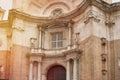 The fragments of the Holy cross Cathedral in Cadiz,