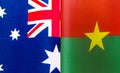 Fragments of the national flags of Australia and Burkina Faso