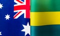 Fragments of the national flags of Australia and the Gabonese Republic