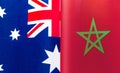 Fragments of national flags of Australia and the Kingdom of Morocco