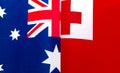 Fragments of the national flags of Australia and the Kingdom of Tonga