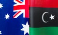 Fragments of the national flags of Australia and Libya