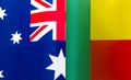Fragments of the national flags of Australia and the Republic of Benin