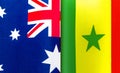 Fragments of the national flags of Australia and the Republic of Senegal