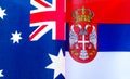 Fragments of the national flags of Australia and the Republic of Serbia Royalty Free Stock Photo