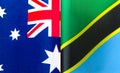 Fragments of the national flags of Australia and the Republic of Tanzania