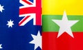 Fragments of the national flags of Australia and the Republic of the Union of Myanmar