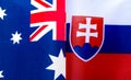 fragments of the national flags of Australia and the Slovak Republic of Serbia Royalty Free Stock Photo