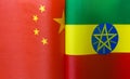 Fragments of the national flags of China and Ethiopia