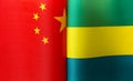 Fragments of the national flags of China and the Gabonese Republic