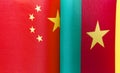 Fragments of the national flags of China and the Republic of Cameroon