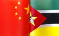 Fragments of the national flags of China and the Republic of Mozambique