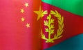 Fragments of national flags of China and the state of Eritrea