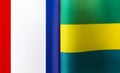 Fragments of the national flags of France and the Gabonese Republic