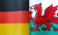 fragments of the national flags of Germany and Wales