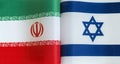 Fragments of national flags of Iran and Israel close-up