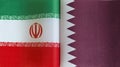 Fragments of the national flags of Iran and Qatar in close-up
