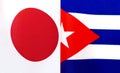 Fragments of national flags of Japan and Cuba