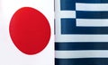 Fragments of national flags of Japan and Greece