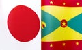 Fragments of the national flags of Japan and Grenada