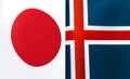 Fragments of the national flags of Japan and Iceland