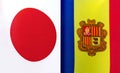 Fragments of the national flags of Japan and the Principality of Andorra and Herzegovina