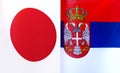 Fragments of the national flags of Japan and the Republic of Serbia