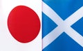 Fragments of the national flags of Japan and Scotland