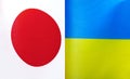 Fragments of national flags of Japan and Ukraine