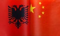 Fragments of national flags of the Republic of Albania and China