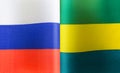 Fragments of the national flags of Russia and the Gabonese Republic